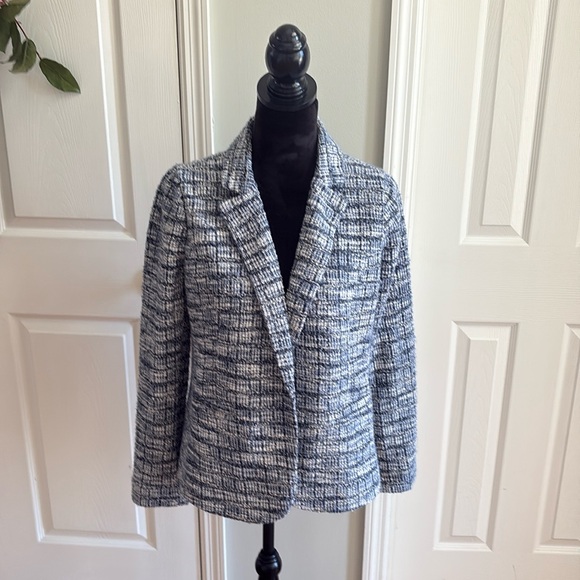 Skies Are Blue Jackets & Blazers - NWT Skies Are Blue Naurela Navy Blue Tweed Open Front Blazer- Size M